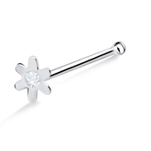 Stone Flower Shaped Silver Bone Nose Stud NSKD-373